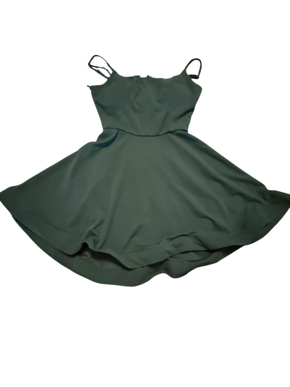 Trixxi Classic Forest Green A-Line Spaghetti Strap Dress
